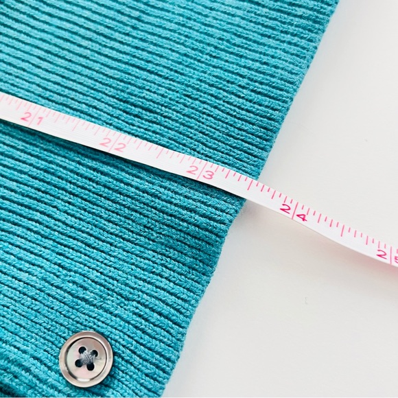 Cabi Small V Neck Button Front Teal Turquoise Sweater Cardigan Cotton Spring - Picture 5 of 10